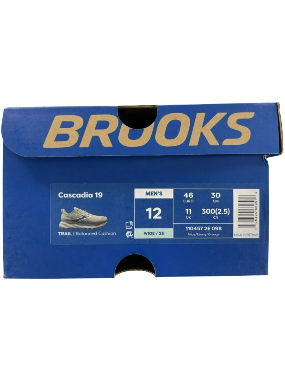 Brooks Cascadia 19 Trail Running Shoes Alloy/Ebony/Orange Men's Size 12 Wide NEW